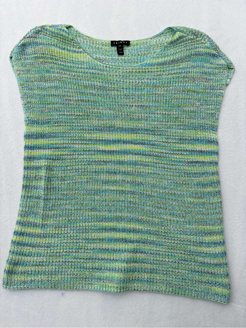 Tribal Green and Blue Striped Knit Tee